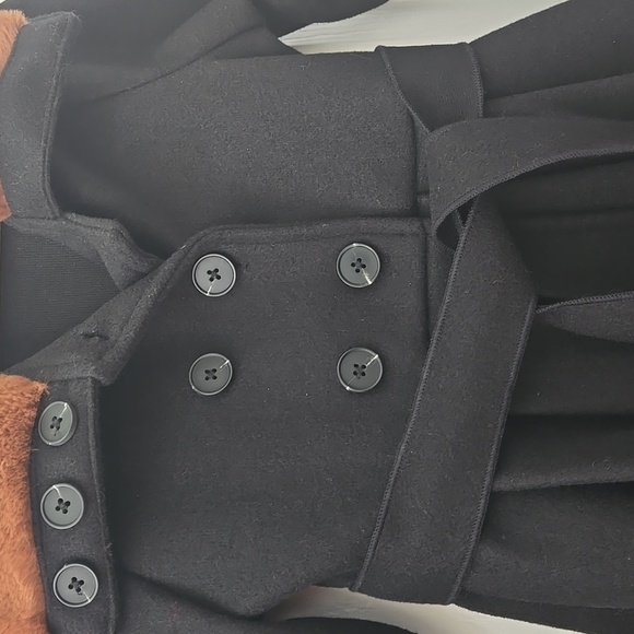 Stylish Black Kids Coat with Brown Collar, NWOT, 5T - Picture 7 of 8